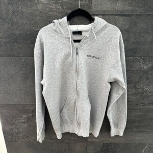 Space X Dragon Gray Zip Up Hoodie Size M